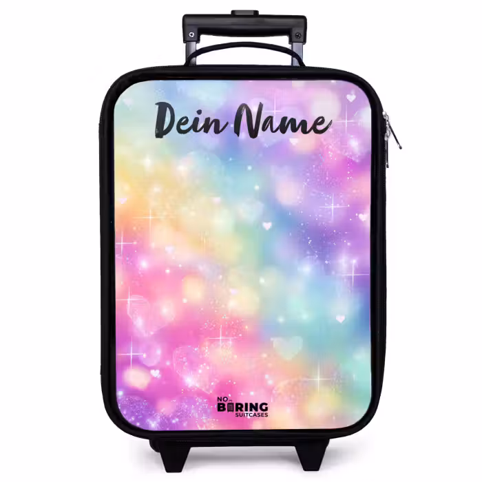 Kinderkoffer mit Name - Licht - Regenbogen - Herzen