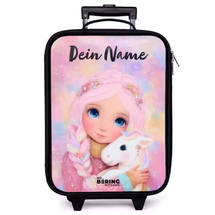 Kinderkoffer mit Name - Mädchen - Einhorn - Rosa