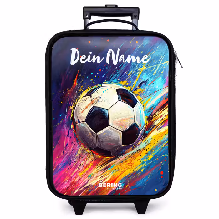 Kinderkoffer mit Name - Neon - Fußball - Farbenfroh