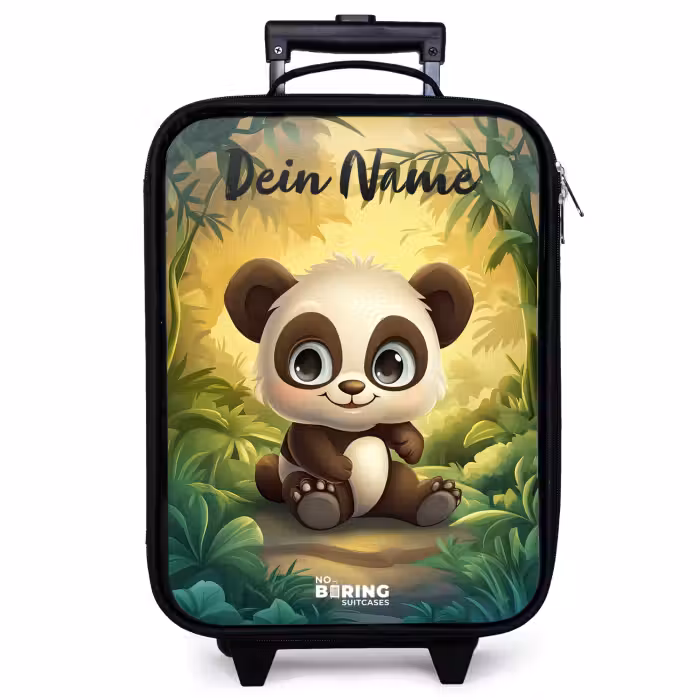Kinderkoffer mit Name - Panda - Bambuswald - Grün
