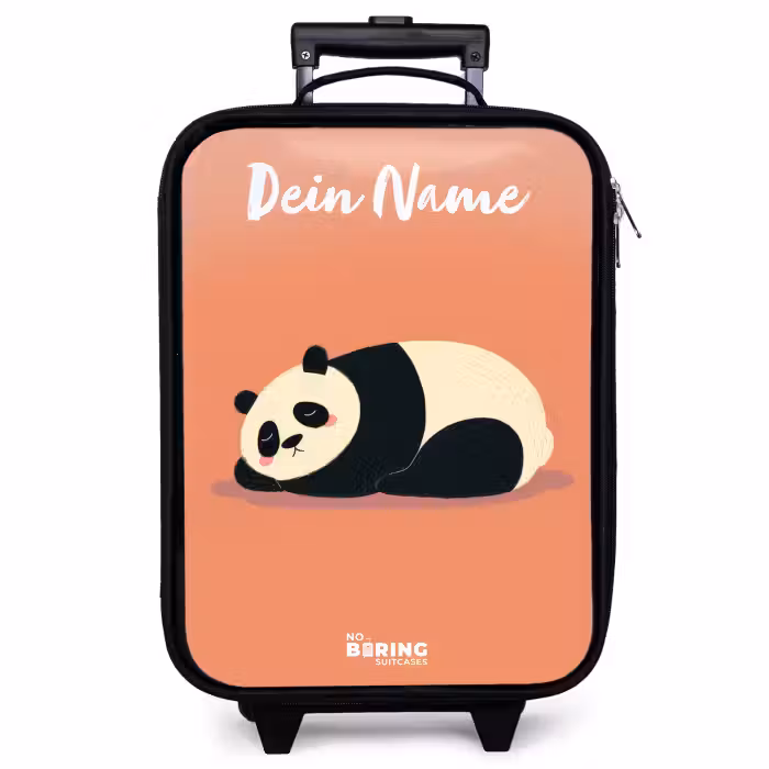 Kinderkoffer mit Name - Panda - Schlafend - Orange