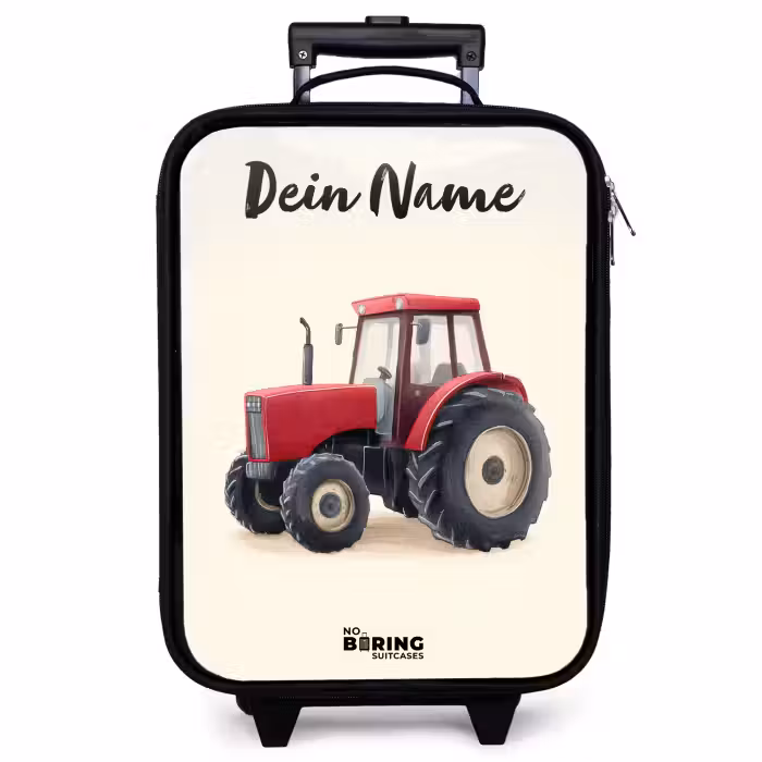 Kinderkoffer mit Name - Traktor - Signiert - Rot