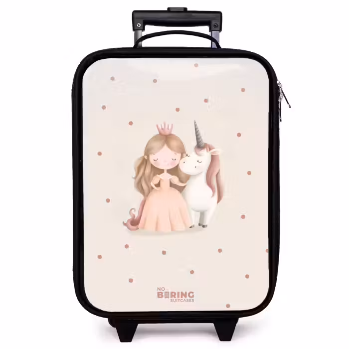 Kinderkoffer - Prinzessin und ein Einhorn in Pastellfarben