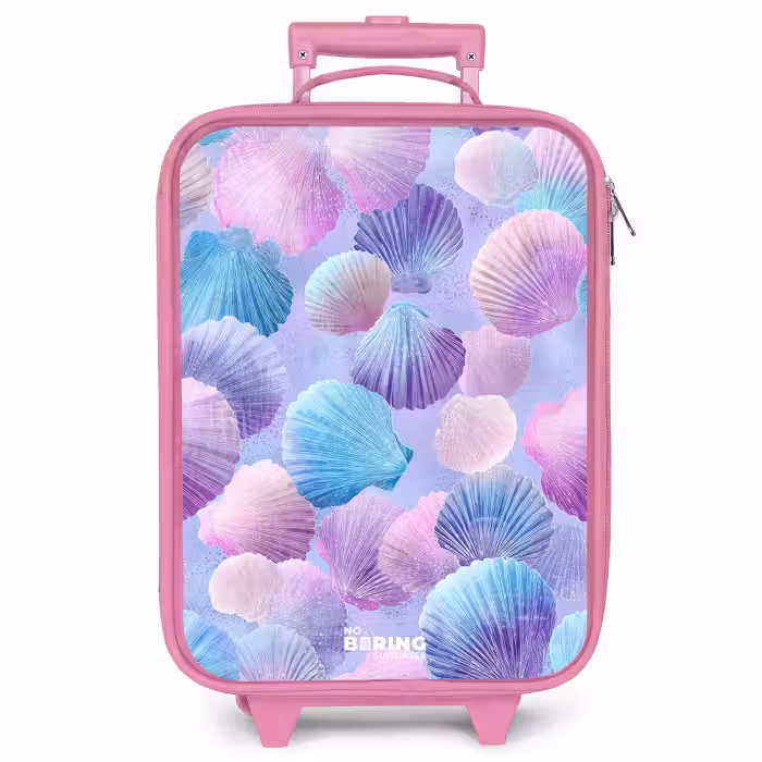 Kinderkoffer Rosa - Bunte Muscheln auf lila Hintergrund