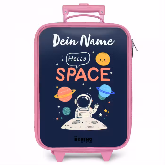Kinderkoffer Rosa mit Name - Astronaut - Zitat - Planeten - Sterne