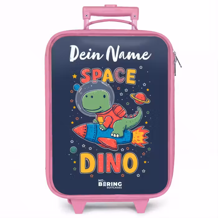 Kinderkoffer Rosa mit Name - Dinosaurier - Grün - Rakete - Sternenhimmel