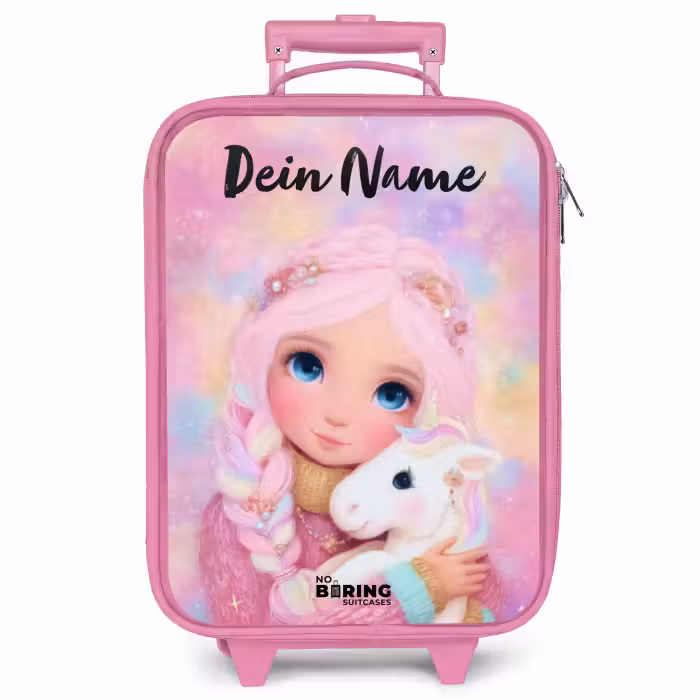 Kinderkoffer Rosa mit Name - Mädchen - Einhorn - Rosa