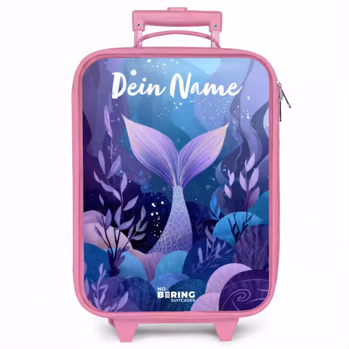 Kinderkoffer Rosa mit Name - Meerjungfrau - Unterwasser - Lila - Blau