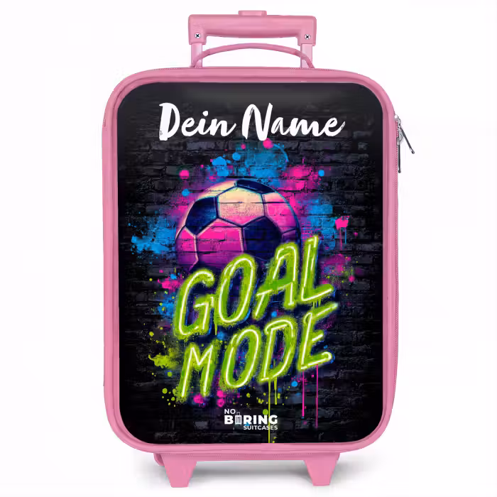 Kinderkoffer Rosa mit Name - Neon - Graffiti - Fußball - Farbenfroh