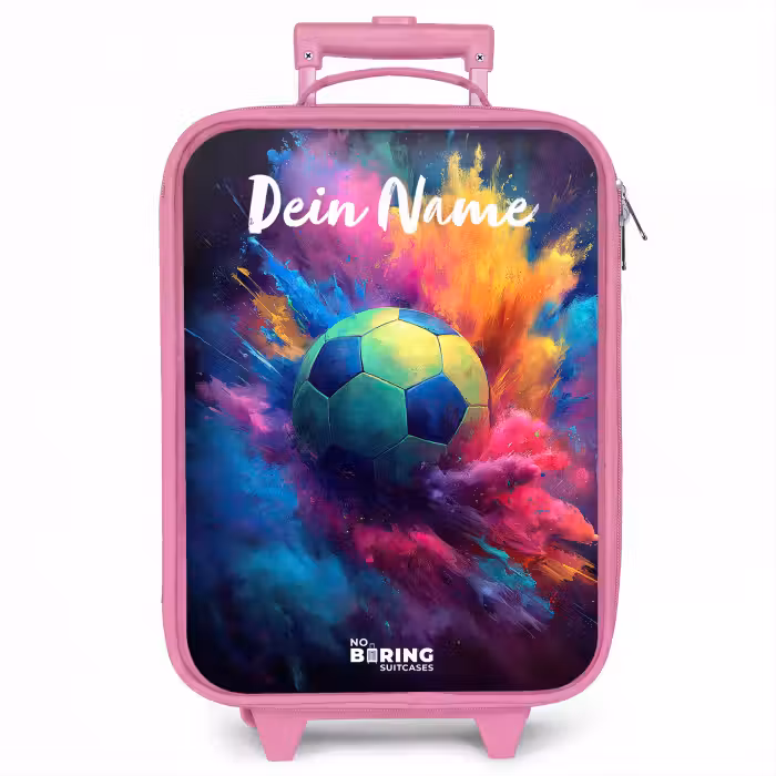Kinderkoffer Rosa mit Name - Neon - Kugel - Farbenfroh