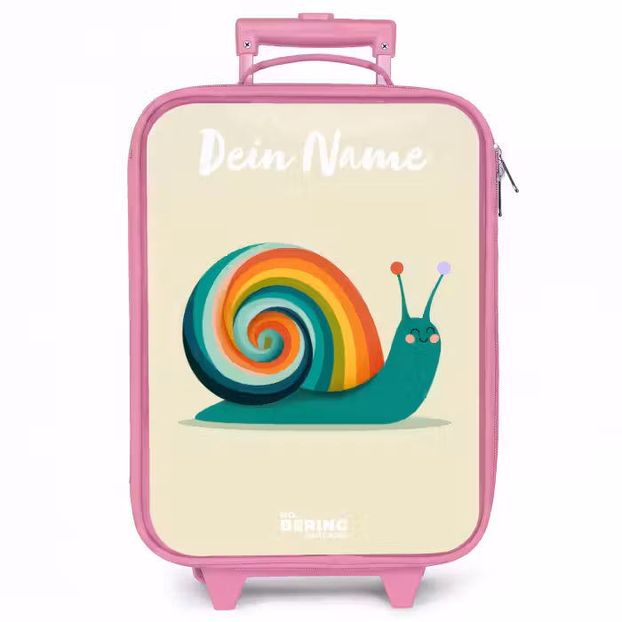 Kinderkoffer Rosa mit Name - Schnecke - Regenbogen - Farbenfroh