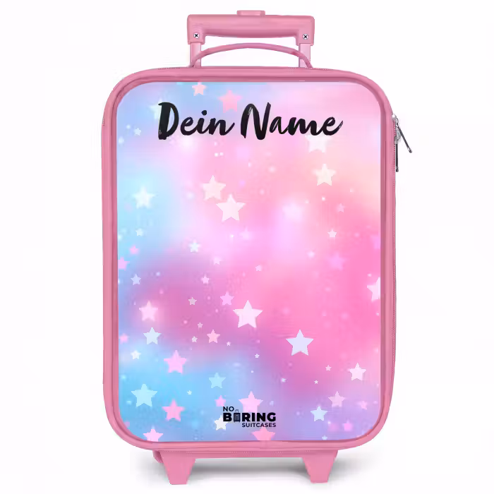 Kinderkoffer Rosa mit Name - Sterne - Rosa - Blau