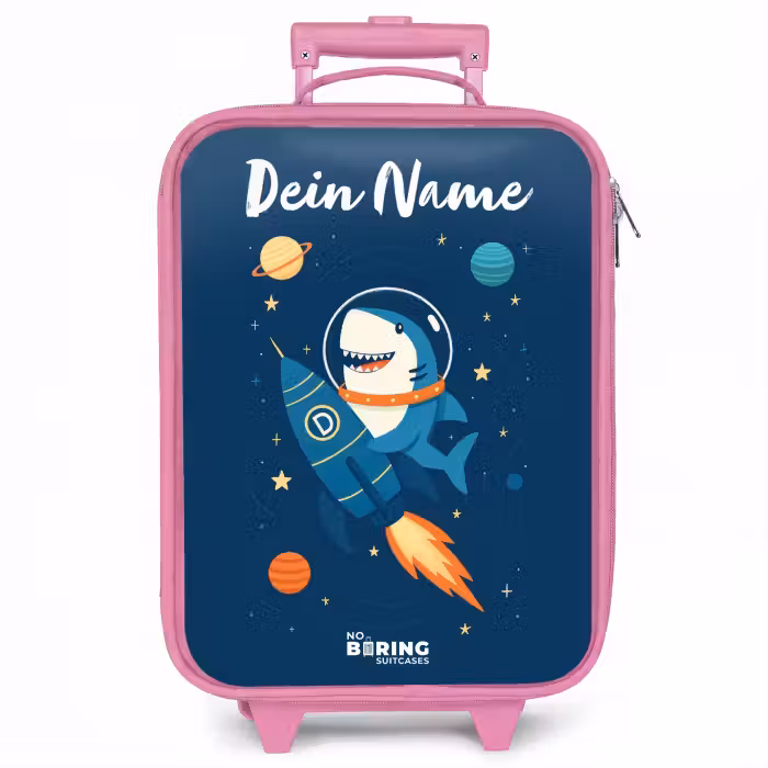 Kinderkoffer Rosa mit Name - Tier - Weltraum - Planet - Rakete