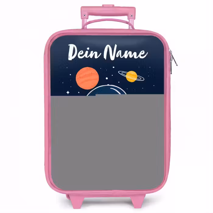 Kinderkoffer Rosa mit Name - Weltraum - Dino - Planeten - Sterne