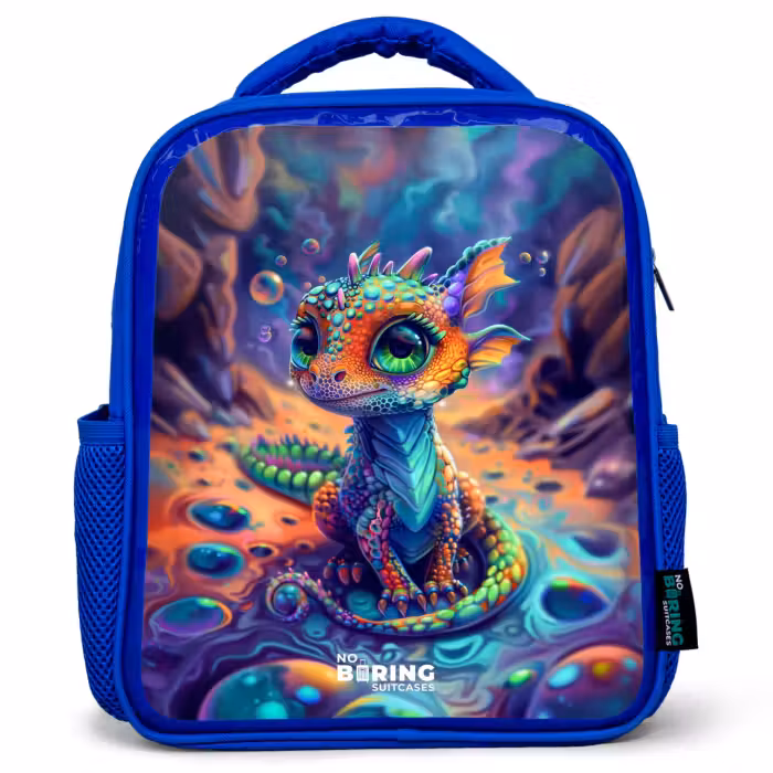 Kinderrucksack - Blau - Verschnörkelter Saphir-Drache