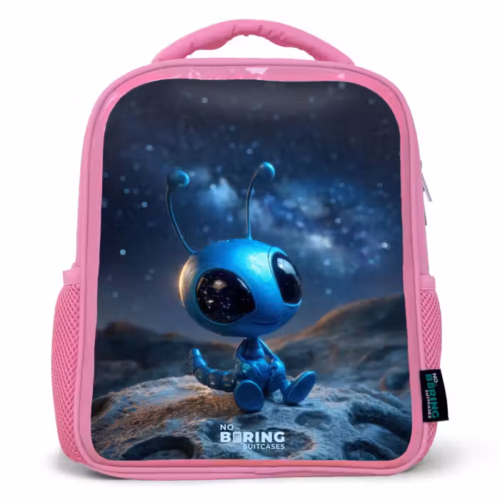 Rucksack Kind - Rosa - Blaue außerirdische Kreatur unter dem Sternenhimmel