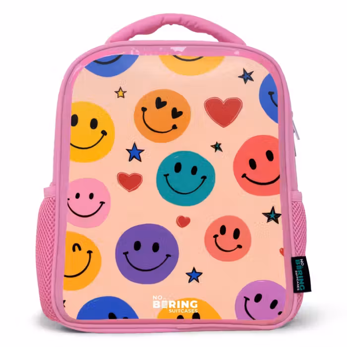 Rucksack Kind - Rosa - Fröhliches Smiley-Muster