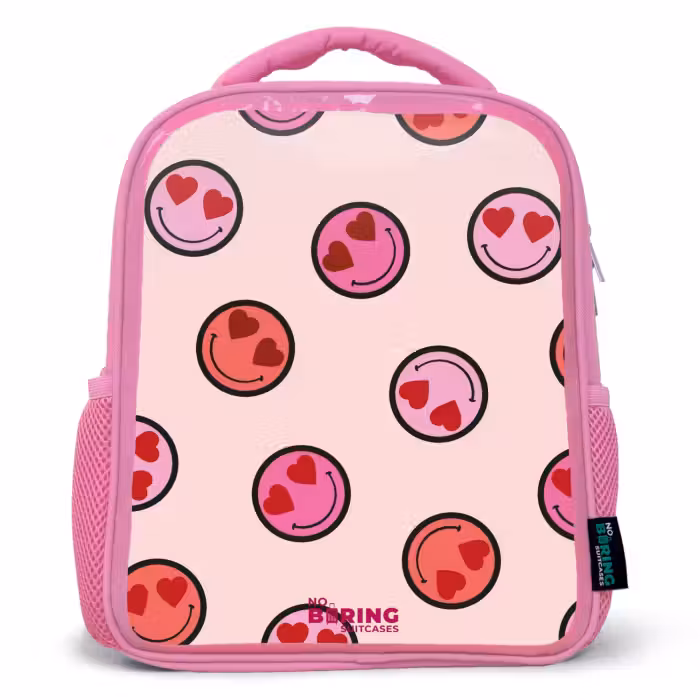 Rucksack Kind - Rosa - Herz - Smiley - Muster