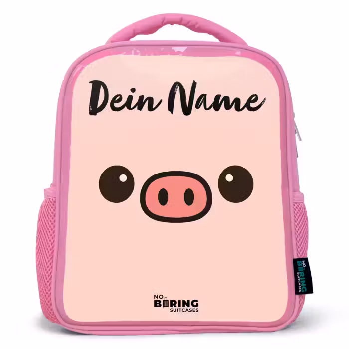 Kinderrucksack mit Namen - Rosa - Kawai - Schwein - Rosa