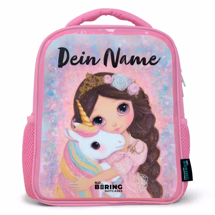 Kinderrucksack mit Name - Rosa - Mädchen - Einhorn - Glitzer
