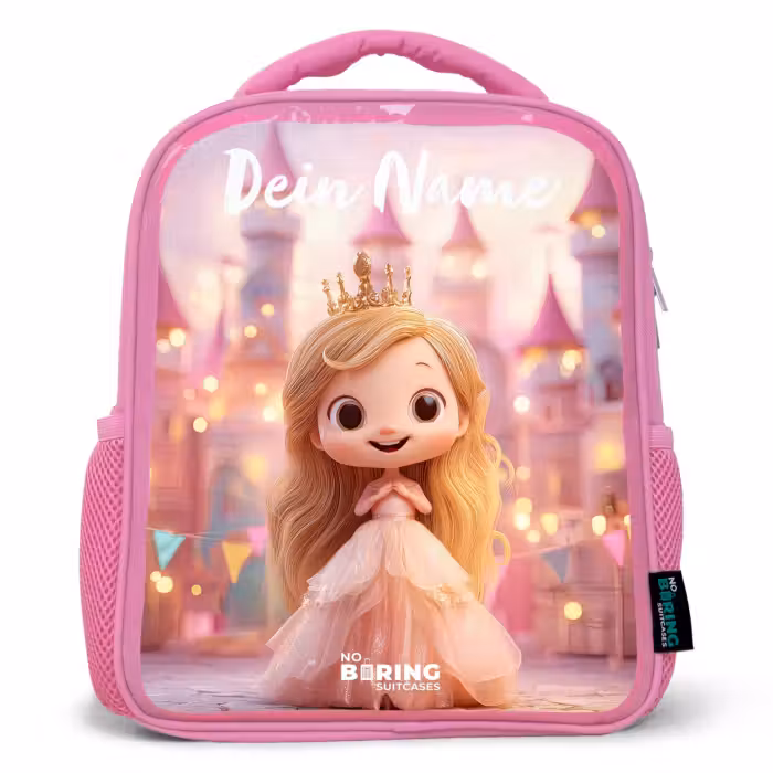 Kinderrucksack mit Namen - Rosa - Prinzessin - Rosa - Schloss