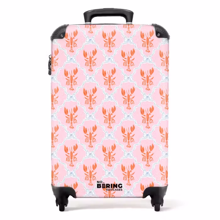 Koffer - Hummer Illustration rosa