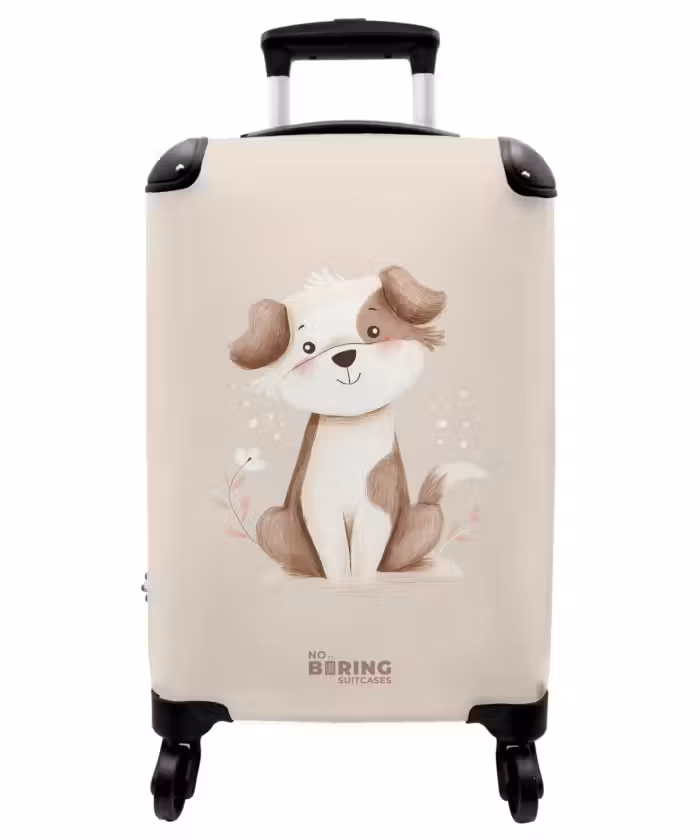 Koffer - Hund in Braun und Beige