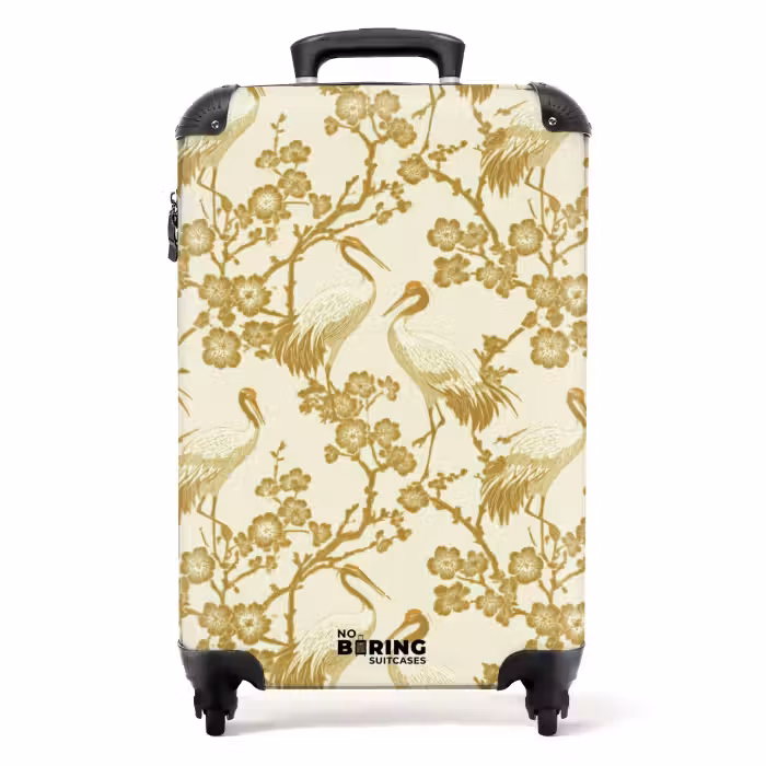 Koffer - Kraniche - Kirschblüte - Gold