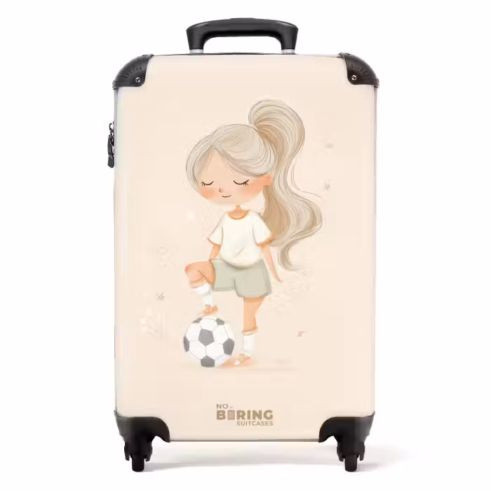 Koffer - Mädchen mit einem Fußball in beigen Farben