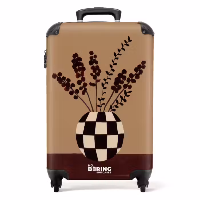 Koffer - Minimalistisch - Vase - Blumen - Braun