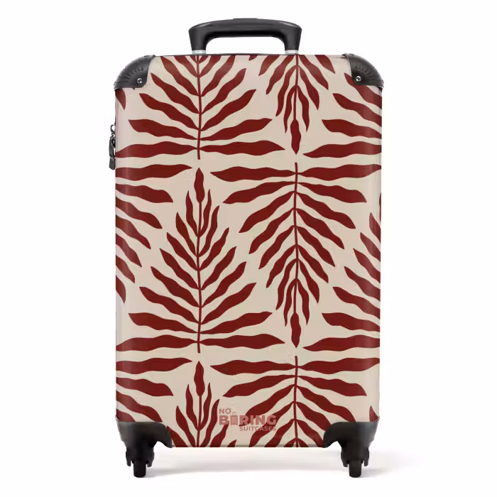 Koffer - Muster aus Blättern in Beige mit Rot