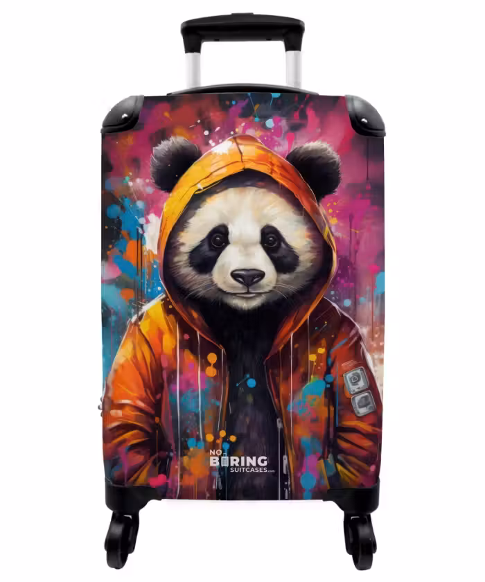 Koffer - Panda mit orangefarbenem Fell und Farbspritzern