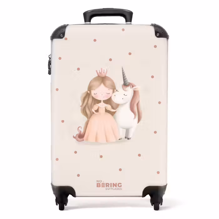Koffer - Prinzessin und ein Einhorn in Pastellfarben
