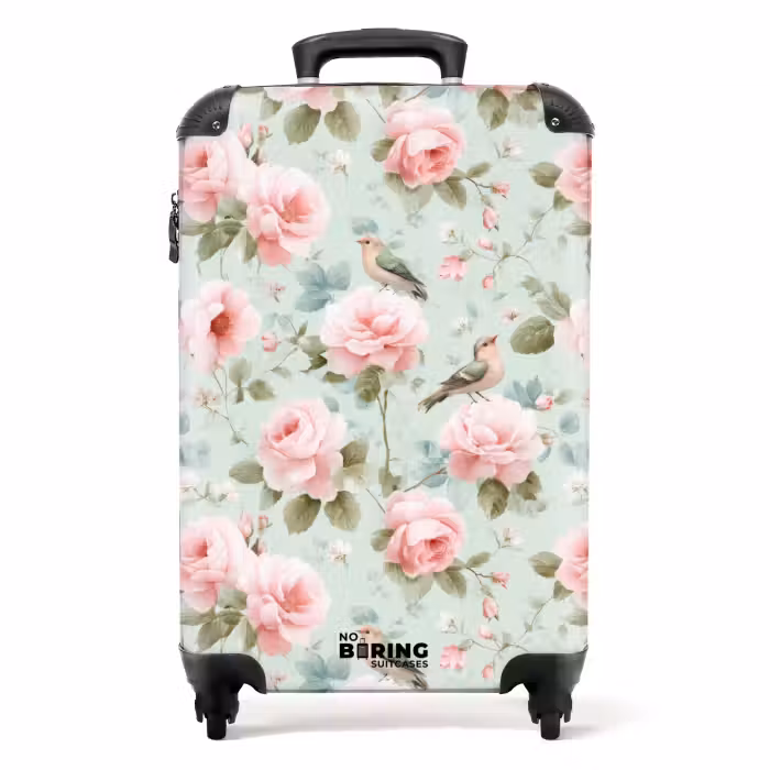 Koffer - Rosen - Vögel - Pastell - Farbenfroh