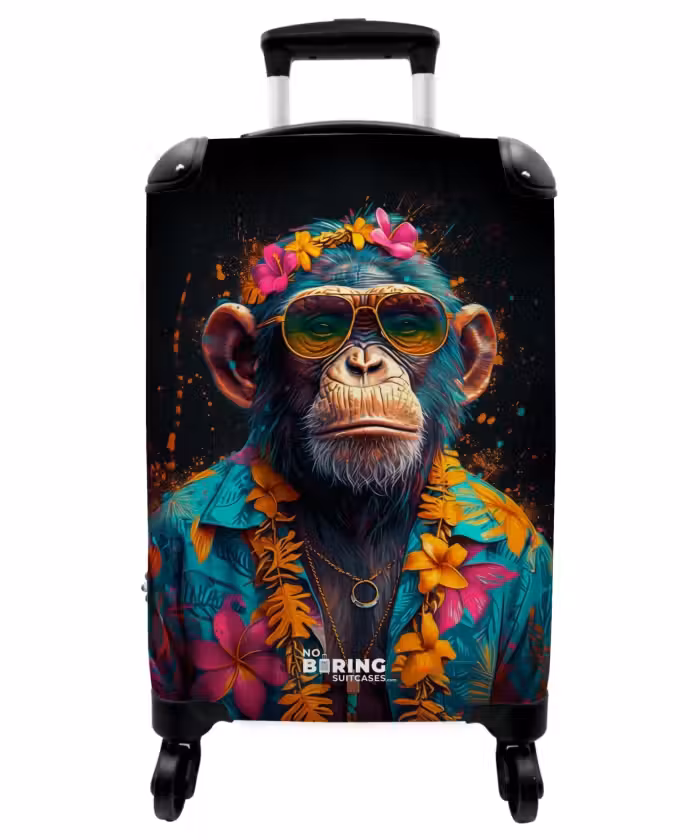 Koffer - Schimpanse mit Hawaii-Bluse