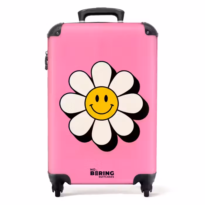 Koffer - Smiley - Blume - Rosa