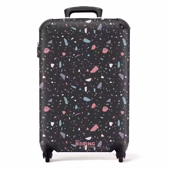 Koffer - Terrazzo-Muster schwarz mit Pastell