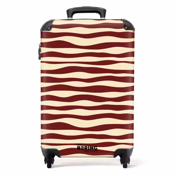 Koffer - Wellen - Rot - Muster - Creme