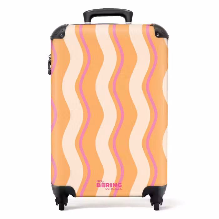 Koffer - Wellenförmige Streifen in Orange und Rosa