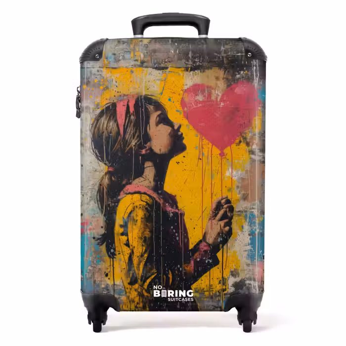 Koffer - Mädchen mit herzförmigem Luftballon im Graffiti-Stil