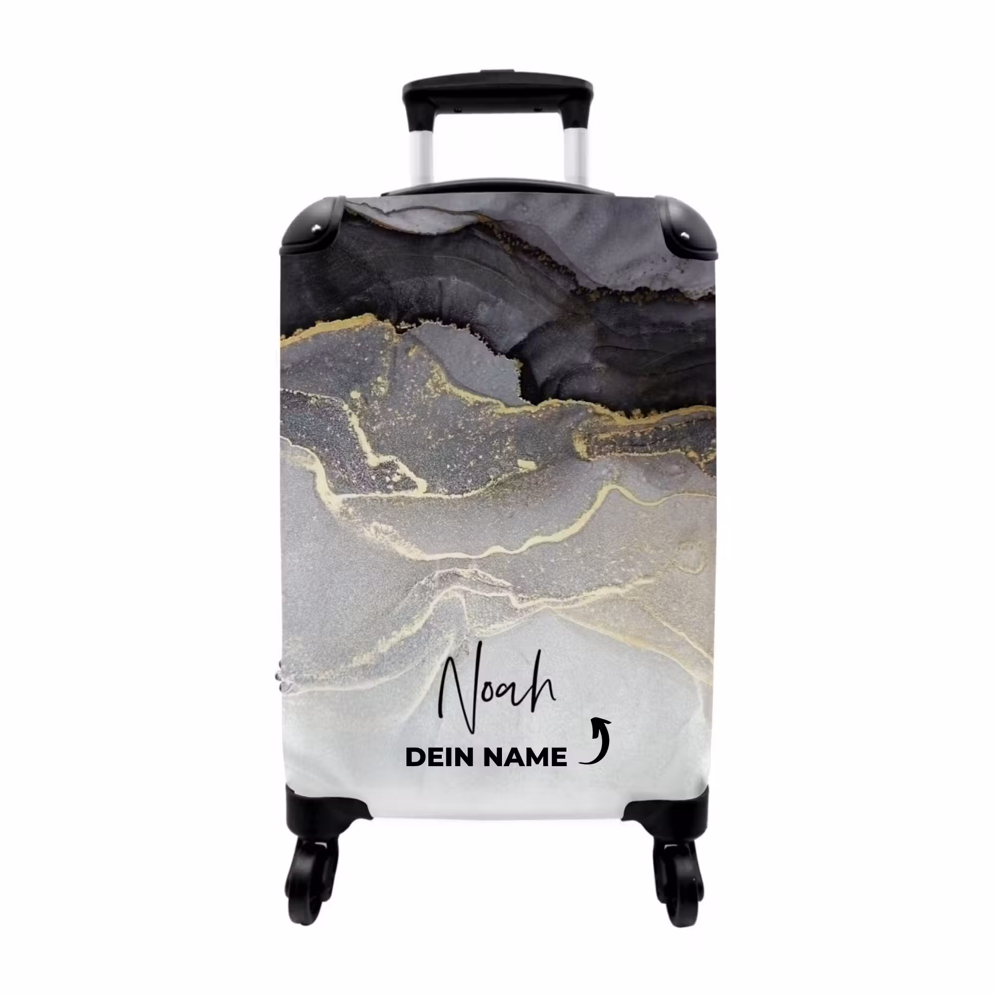 Koffer mit Name - Marble Weiß/Grau/Braun/Schwarz mit Gold