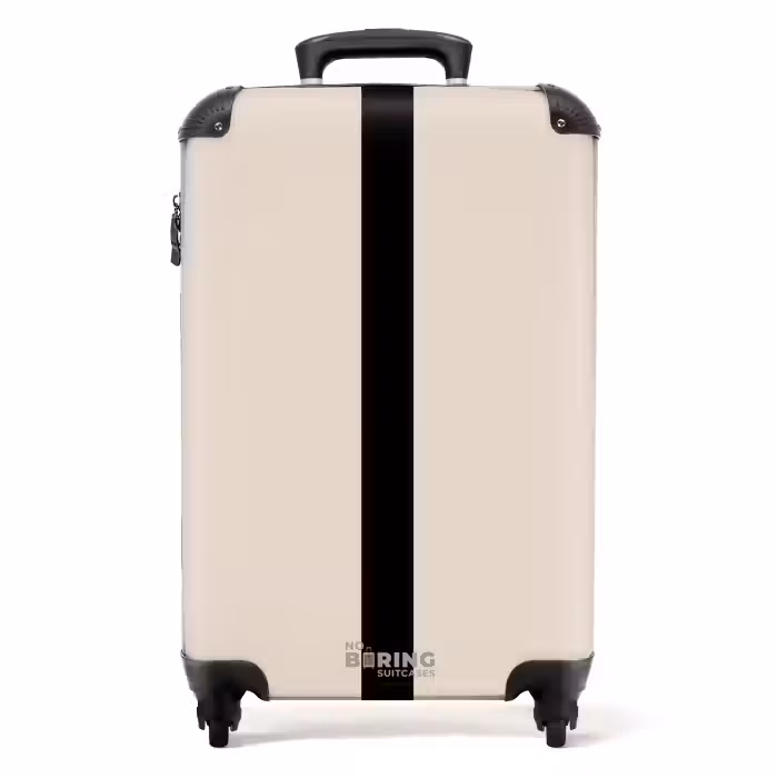Koffer - Minimal - Beige mit schwarzem Streifen