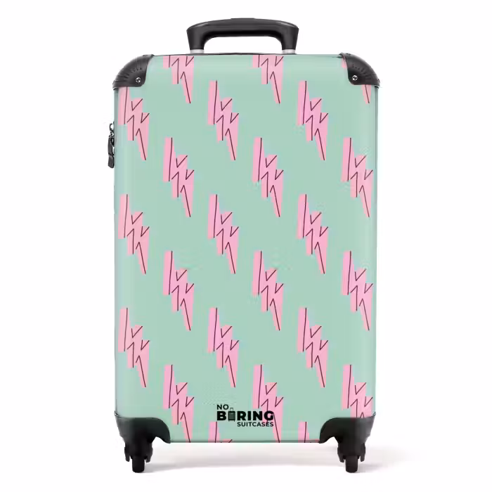 Koffer - Muster - Rosa Blitze auf mintgrün