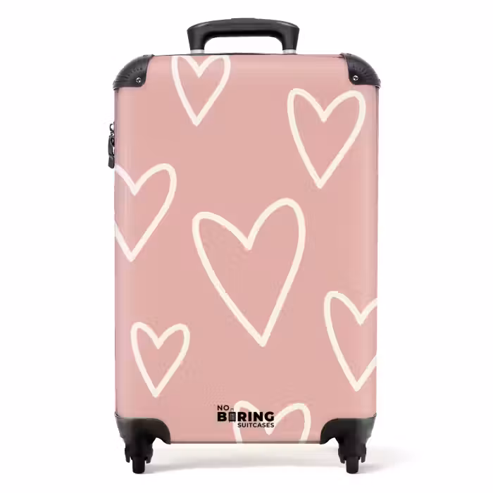 Koffer - Muster - Schwebende Herzen auf Vintage-Rosa