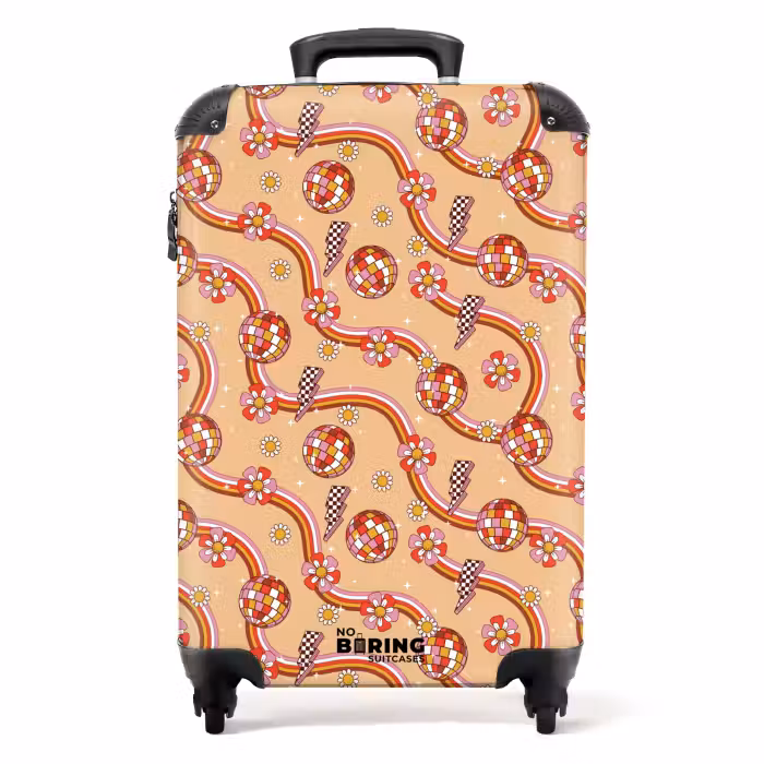 Koffer - Retro Disco 70er Jahre Blumenmuster bunt