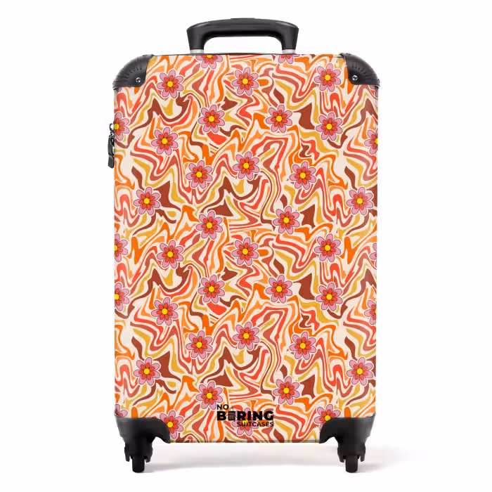 Koffer - Retro Disco 70er Jahre Blumenmuster bunt