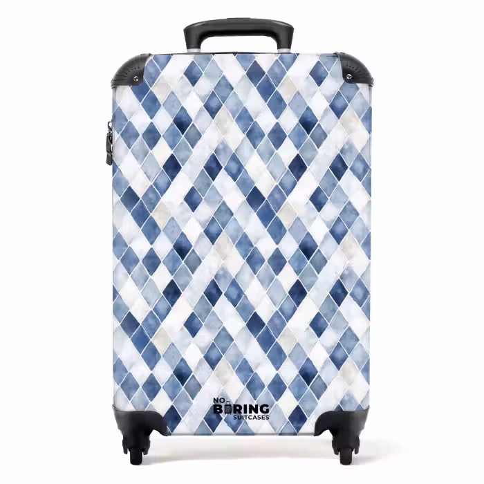 Koffer - Schachbrettmuster blau