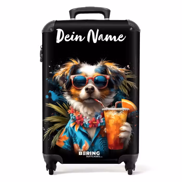Koffer mit Name - Hund in tropischen Sphären