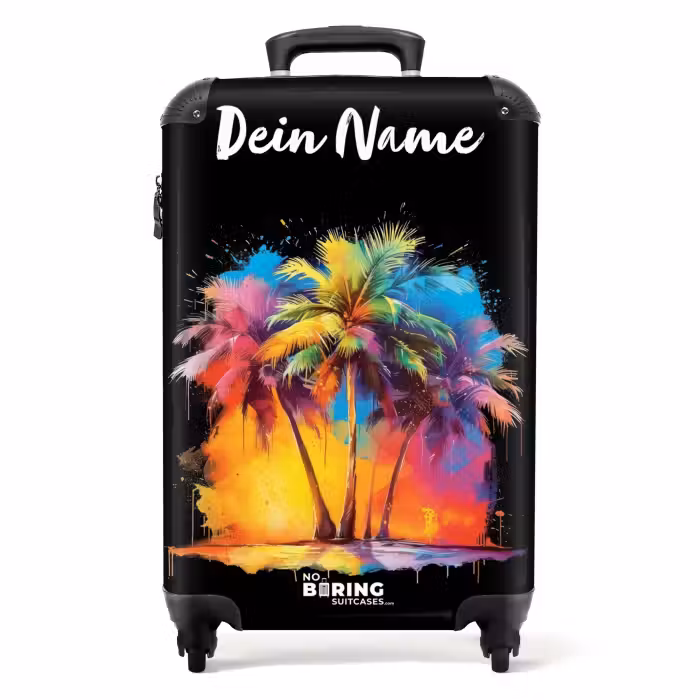 Koffer mit Name - Mit Farbe beschmierte Palmen