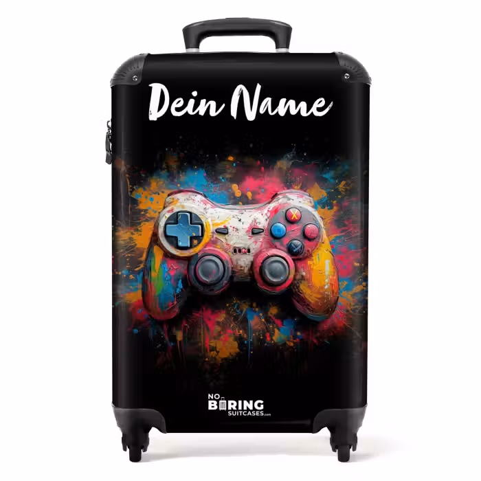 Koffer mit Name - Mit Farbe beschmierter Gamecontroller